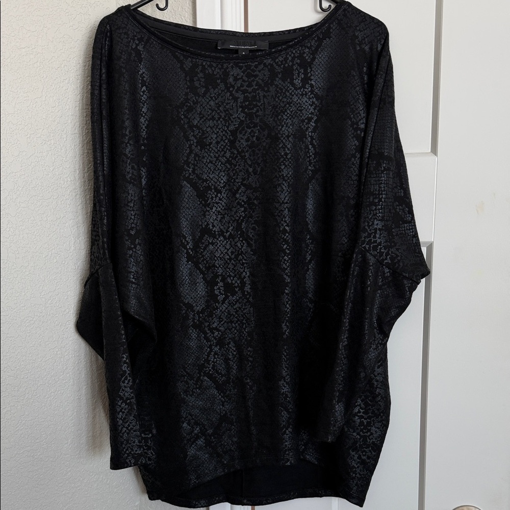 White House Black Market Black Textured Blouse